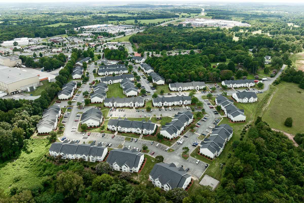 Exterior view of an apartment at Cloisters of Concord in Concord, North Carolina