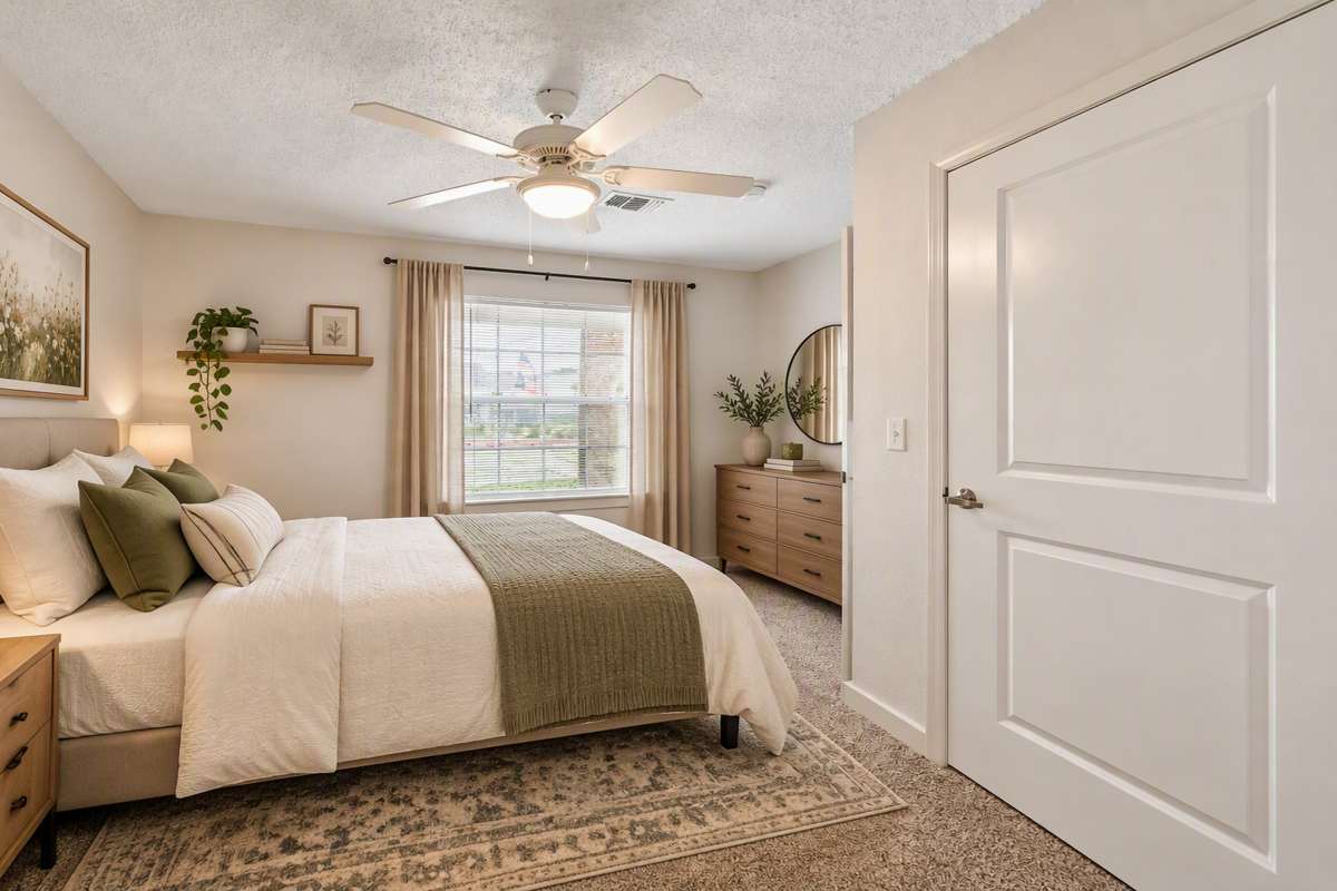 Modern bedroom at Meadowbrook Plaza in Houston, Texas 