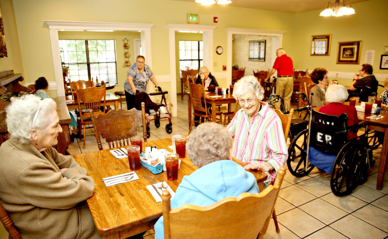 Residents enjoying a meal together at Providence Assisted Living in Grenada, Mississippi. 