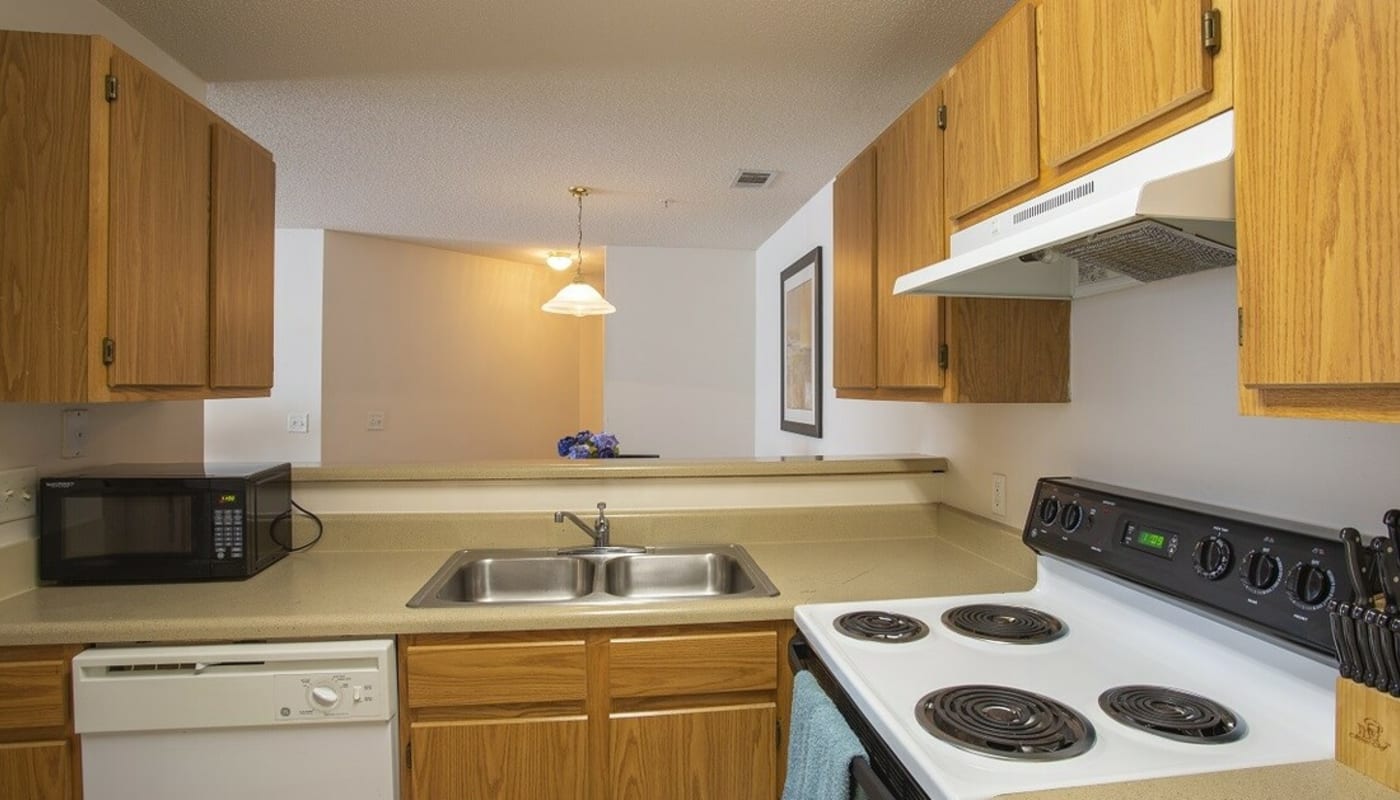 Apartment kitchen at Fox Run in Camden, South Carolina