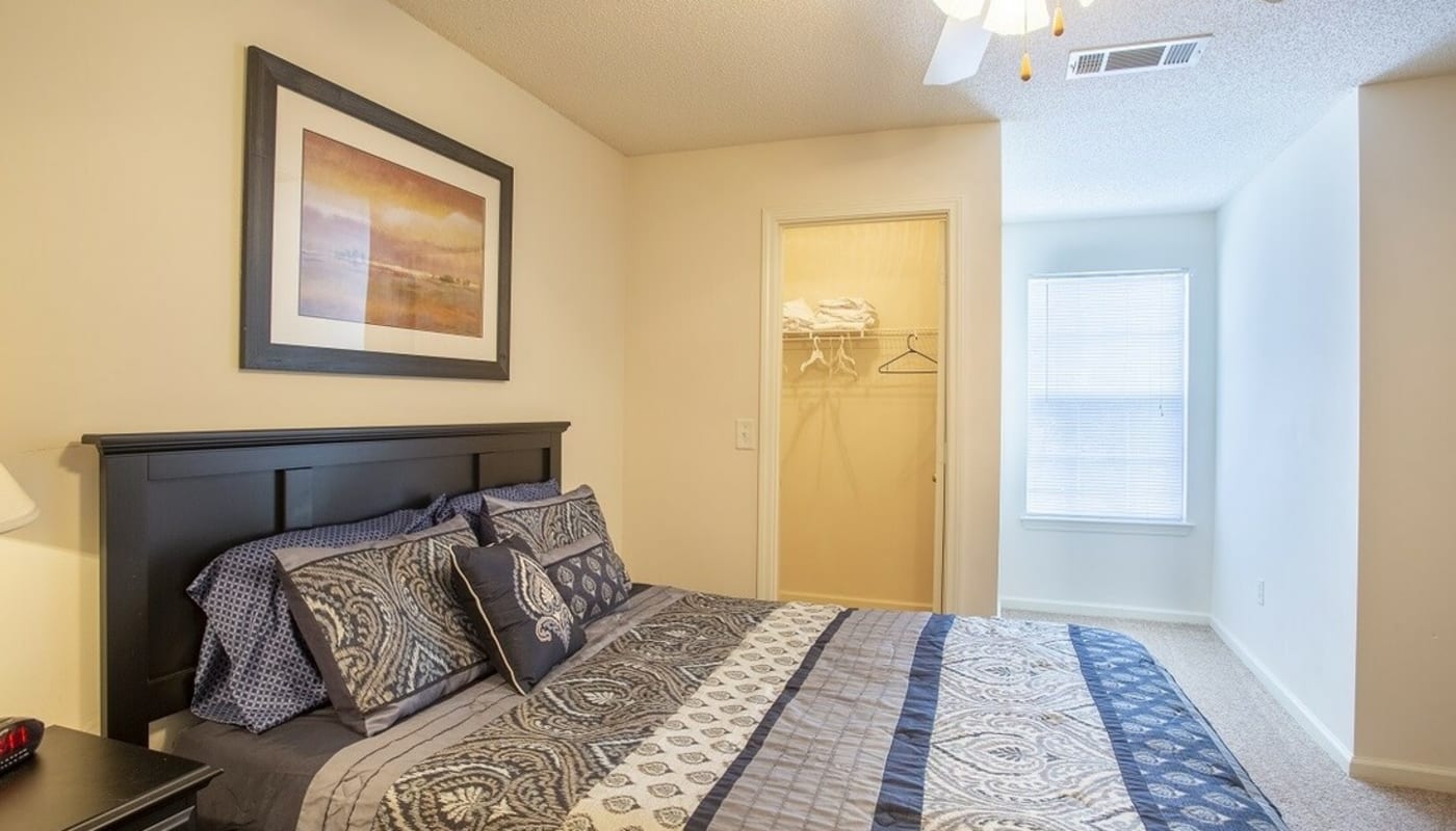 Apartment bedroom at Fox Run in Camden, South Carolina