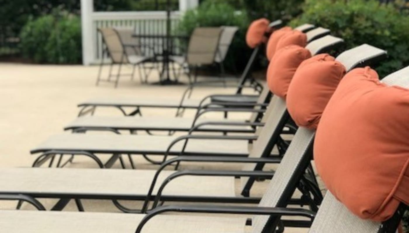 Poolside seating at Forest Pointe in Walterboro, South Carolina