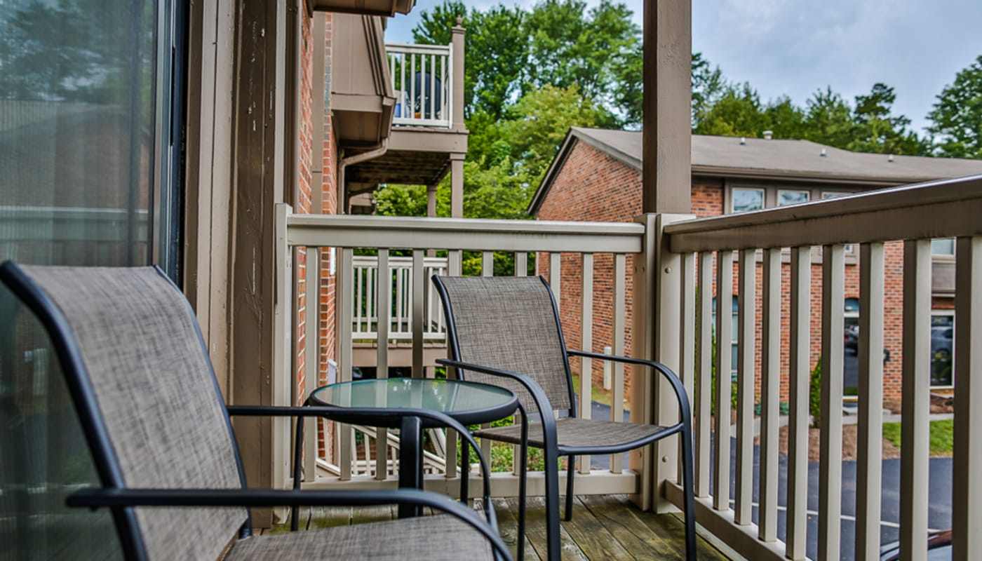 Apartment balcony at Cedar Point in Roanoke, Virginia