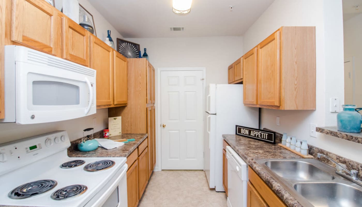 Apartment kitchen 1 at Oakbrook Village in Summerville, South Carolina