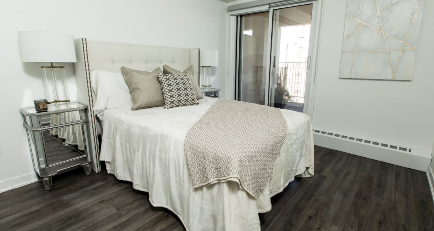 Bedroom at a Bretton Place penthouse in Toronto