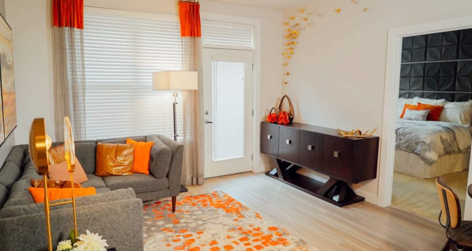 Beautifully furnished living room at Mayfair Reserve in Wauwatosa, WI
