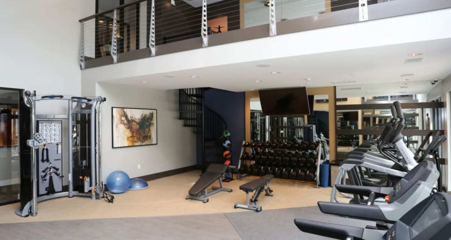 Fitness center with lots of equipment at Mayfair Reserve in Wauwatosa, WI