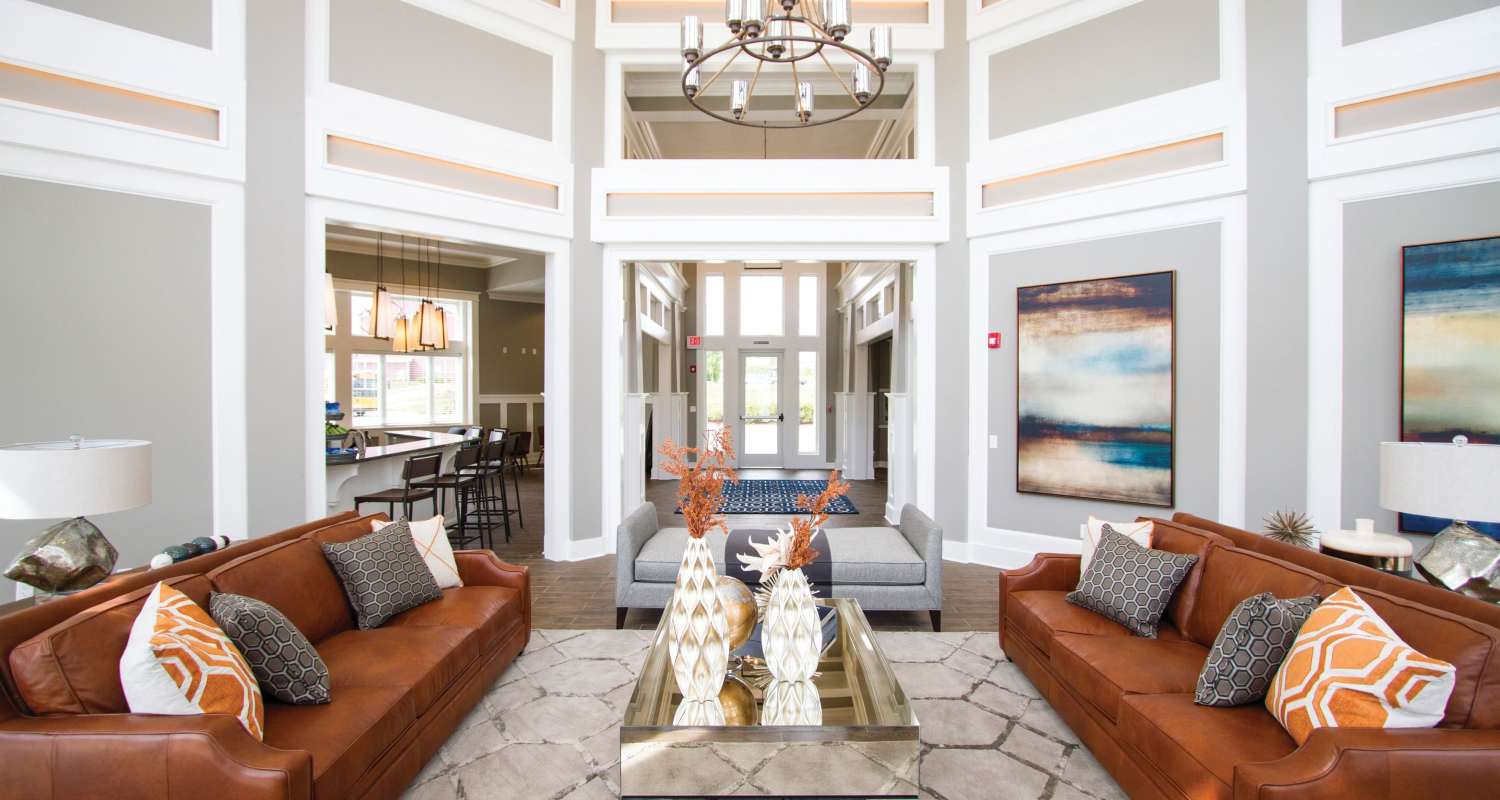 lobby at The Residences at New Longview in Lee's Summit, MO