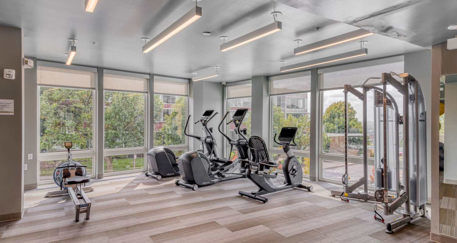 Gym view at Apex on Quality Hill in Kansas City, Missouri