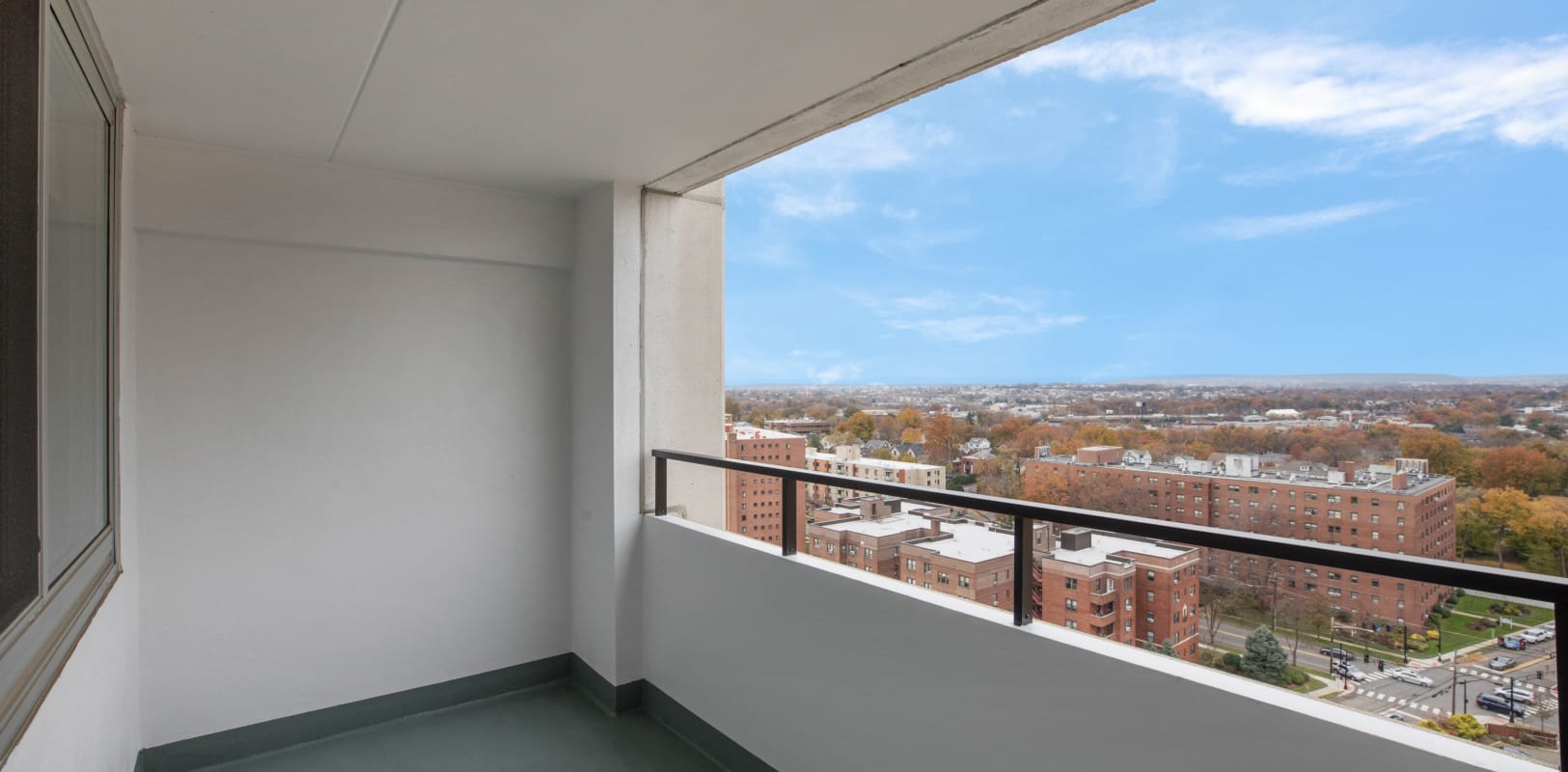 Private balcony with stunning views at The Ivanhoe in Hackensack, New Jersey