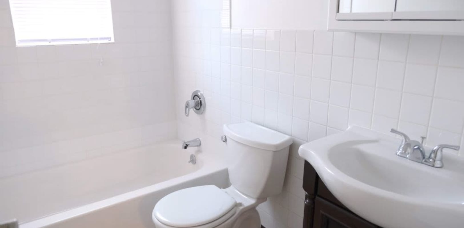 Clean bathroom at Hillside Terrace Apartments in Newton, New Jersey