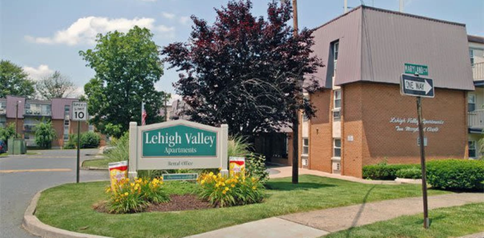 Apartment welcoming sign at Lehigh Valley in Whitehall, Pennsylvania