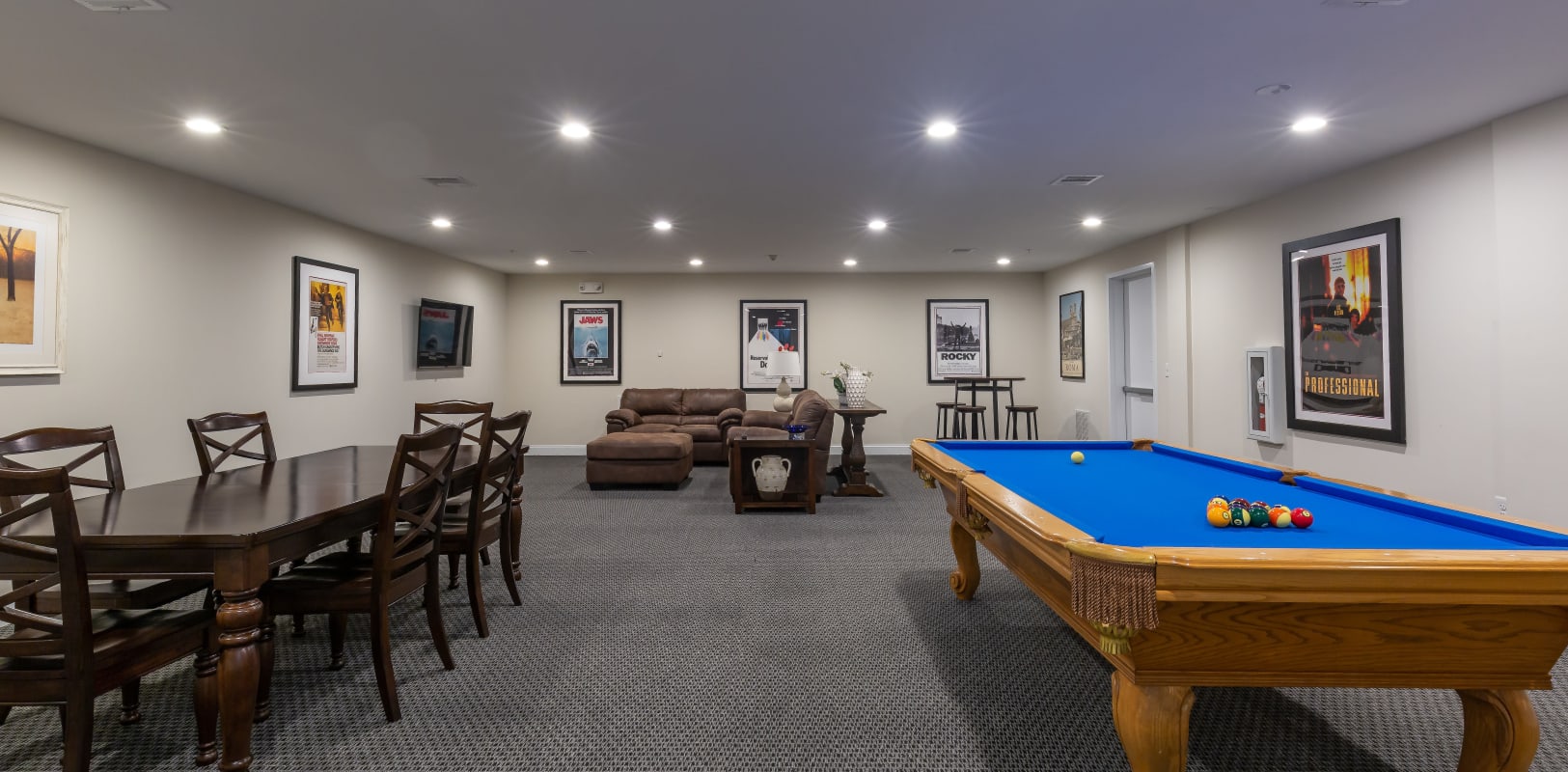 Billiards table in the clubhouse at Zephyr Ridge in Cedar Grove, New Jersey
