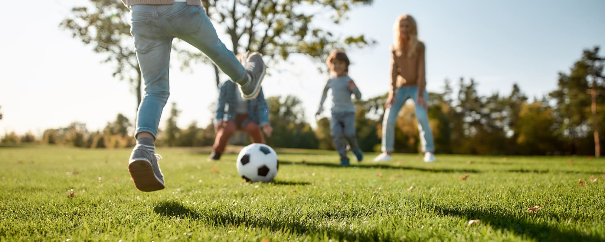 Children playing soccer in a park near SP Enlist in Norfolk, Virginia