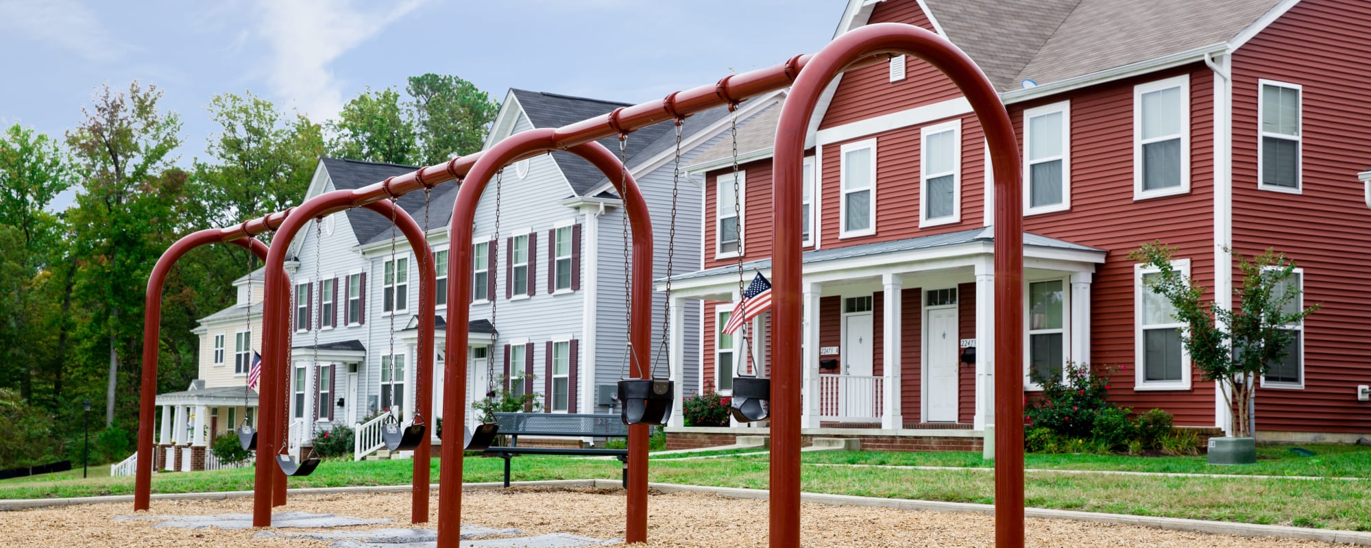 A playground with swings at Challenger Estates in Patuxent River, Maryland