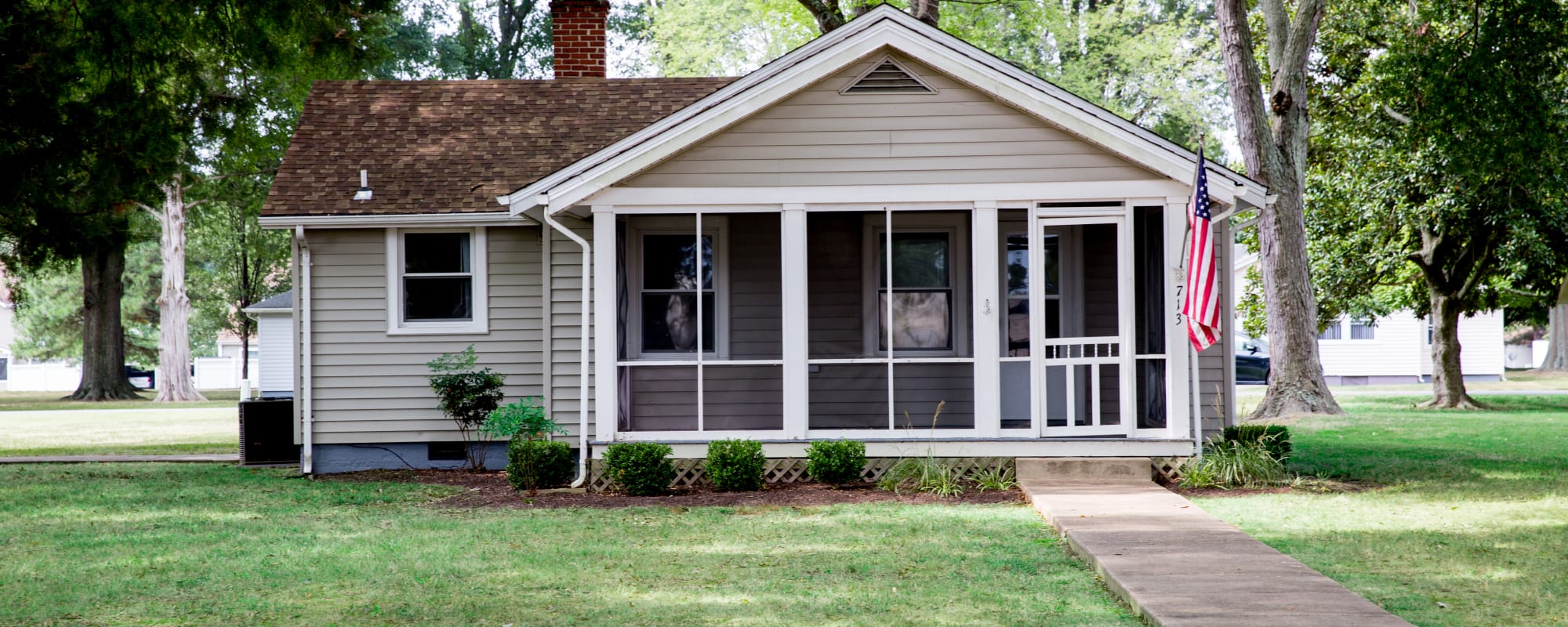 the bungalow exterior at Dahlgren Bungalows in Dahlgren, Virginia