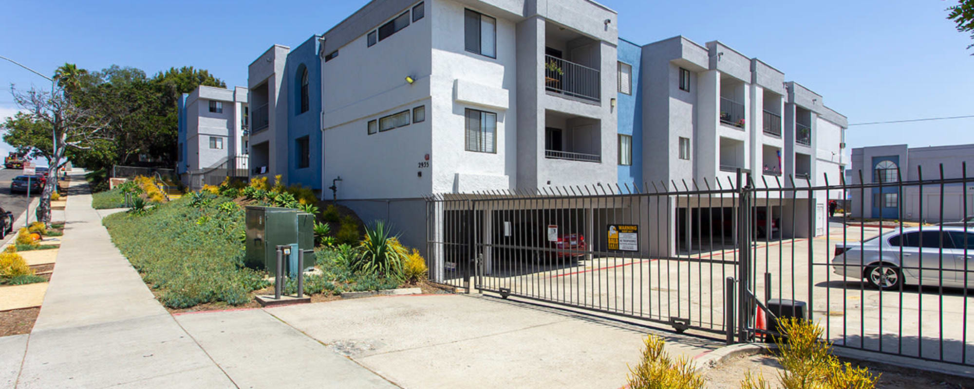 Gated parking at San Diego, California, apartments at Bridgeview Apartments