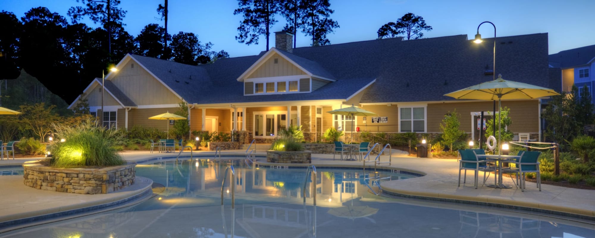 A sparkling community swimming pool at Lullwater at Blair Stone in Tallahassee, Florida