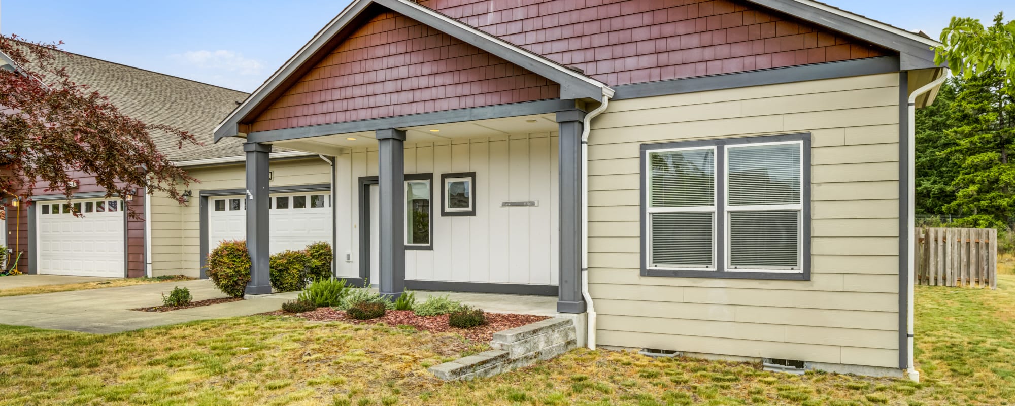 Exterior of duplex home at Meriwether Landing in Joint Base Lewis McChord, Washington