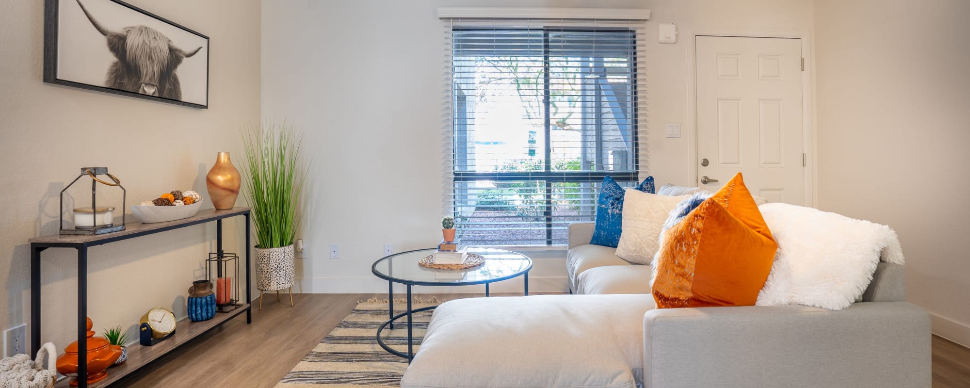 Comfortable living room at Riverside Apartments in Tempe, Arizona