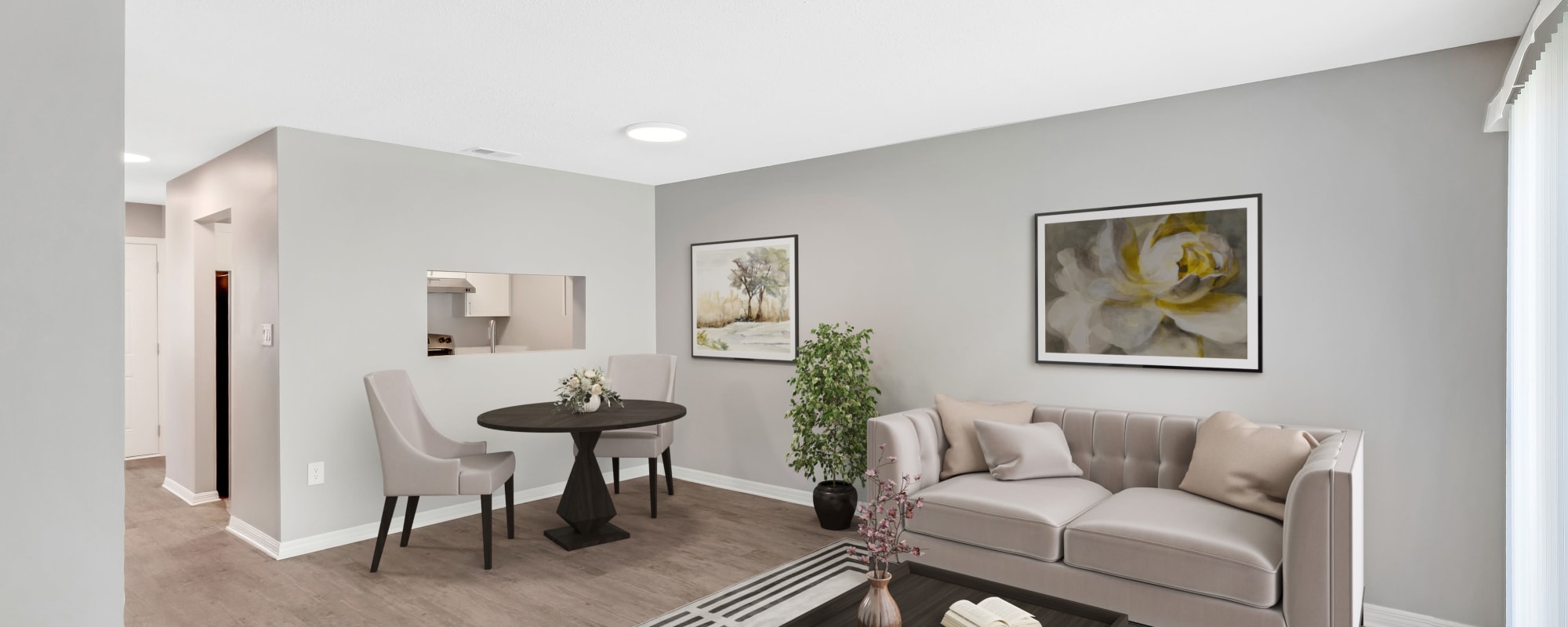 A render of a model home's living room at The Cordelia in Fort Walton Beach, Florida
