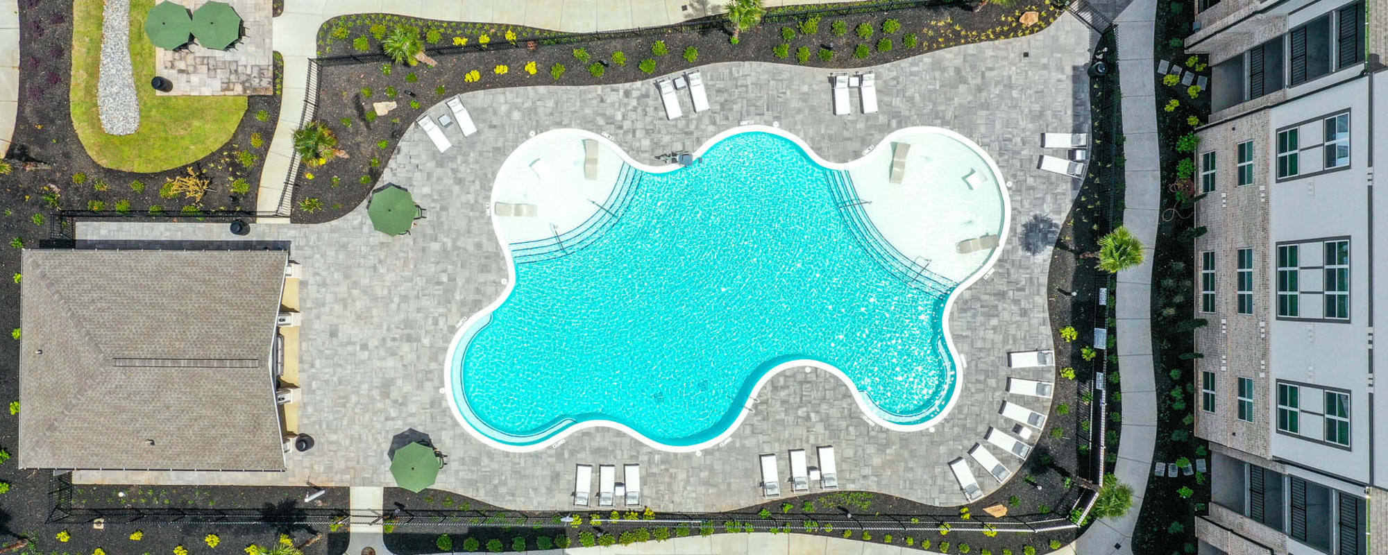 Aerial pool view in McDonough, Georgia, apartments at Somerset