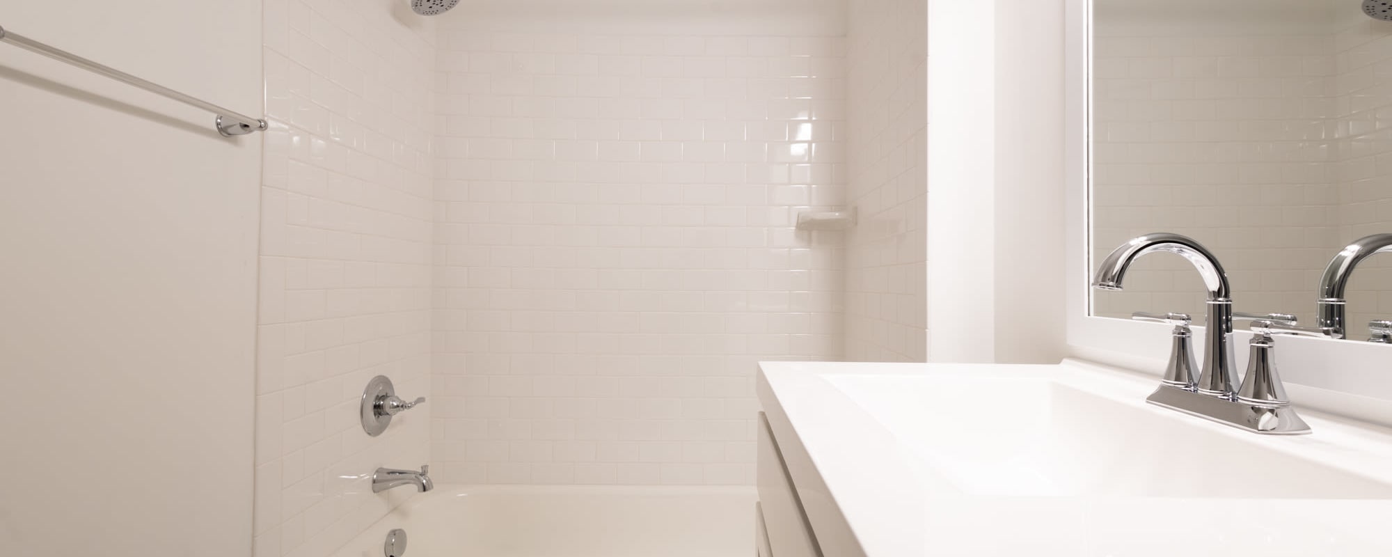 Bathroom sink and shower  at Rink Savoy in Indianapolis, Indiana