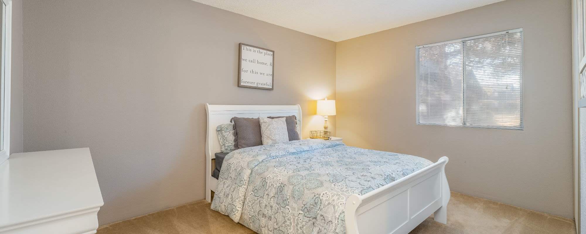 Natural light coming into a bedroom at Rosewood Park Apartments in Reno, Nevada