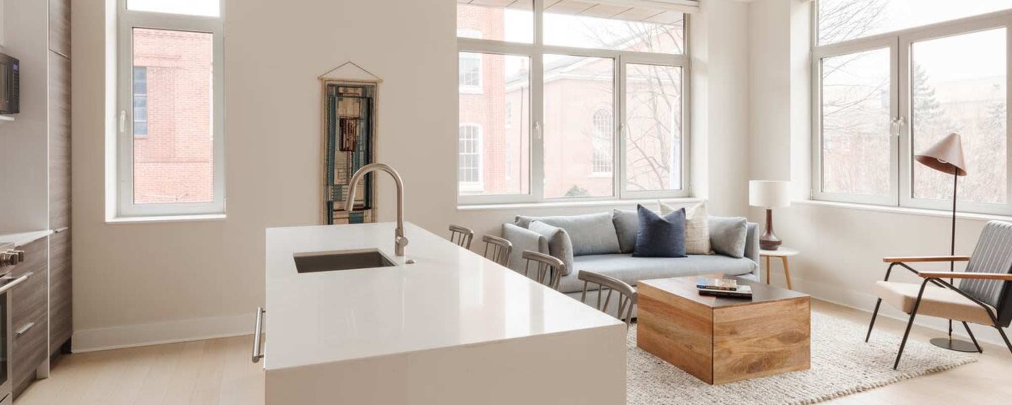 Apartment kitchen and living room at 313 RACE in Philadelphia, Pennsylvania