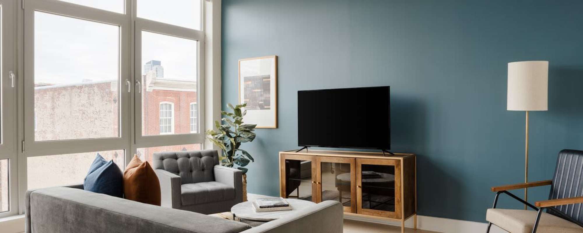 Cozy living room at 313 RACE in Philadelphia, Pennsylvania