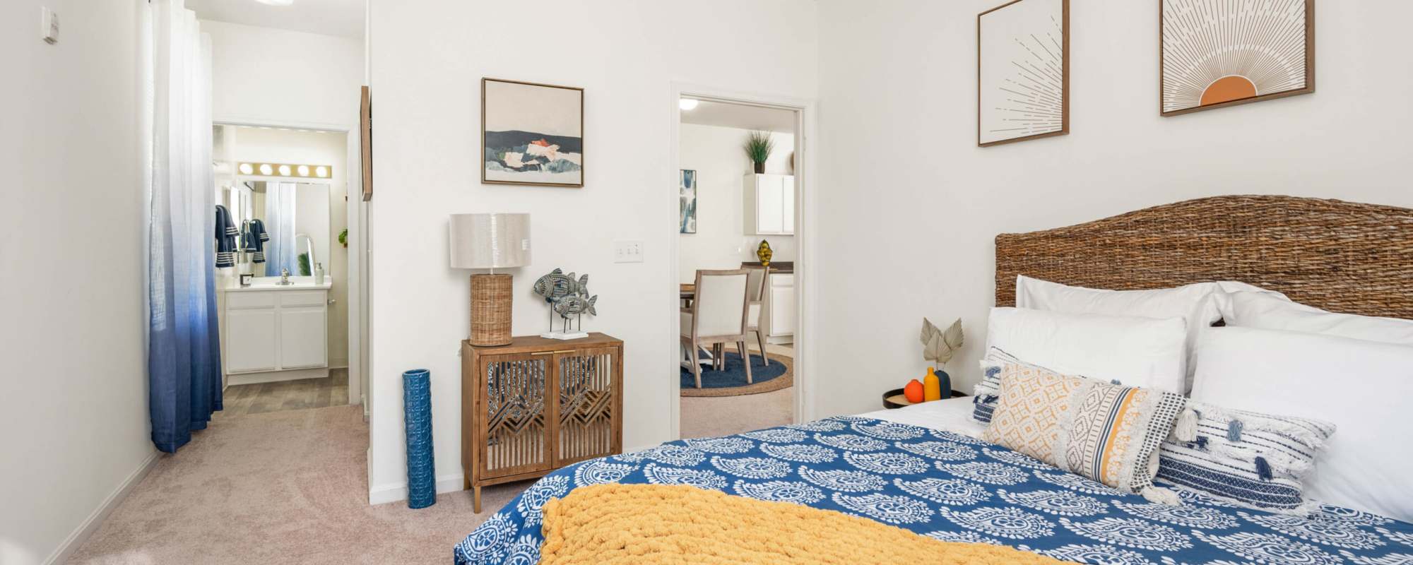 Bedroom with plush carpeting at Marley Manor in Salisbury, Maryland