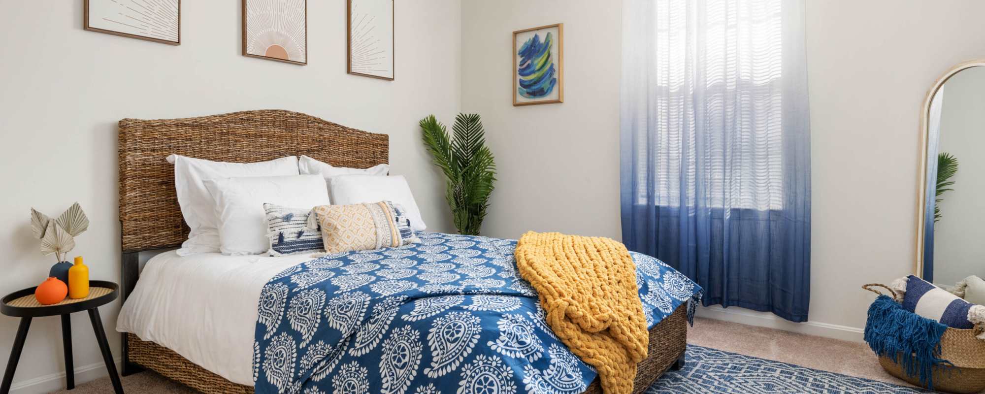 Bedroom with large windows at Marley Manor in Salisbury, Maryland