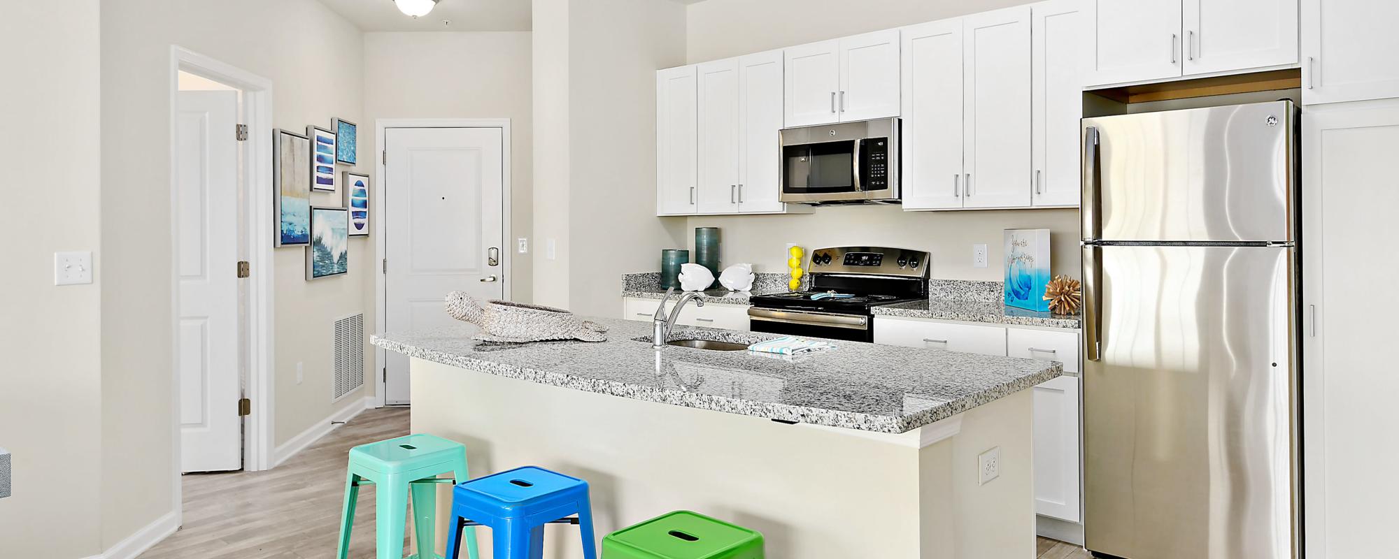 Kitchen with a island at Oceans East in Berlin, Maryland