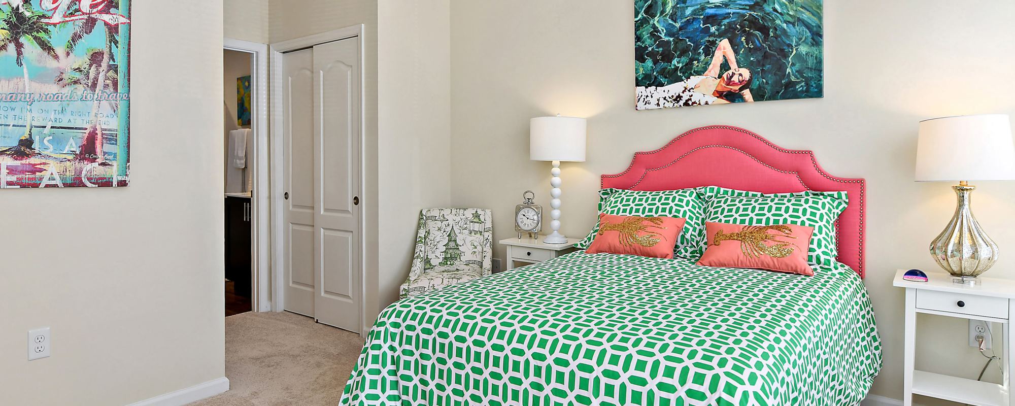 Bedroom with large closets at Ocean Aisle in Salisbury, Maryland