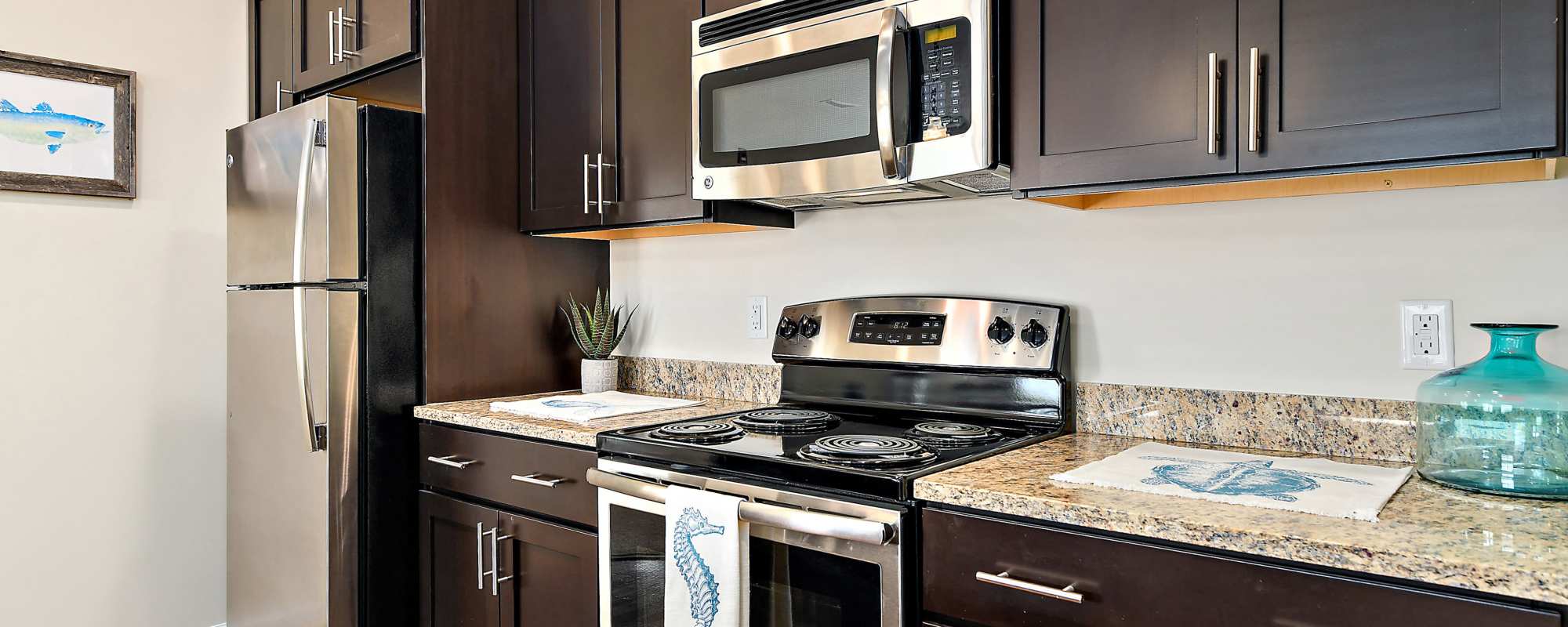 Kitchen with under cabinet lighting at Ocean Aisle in Salisbury, Maryland