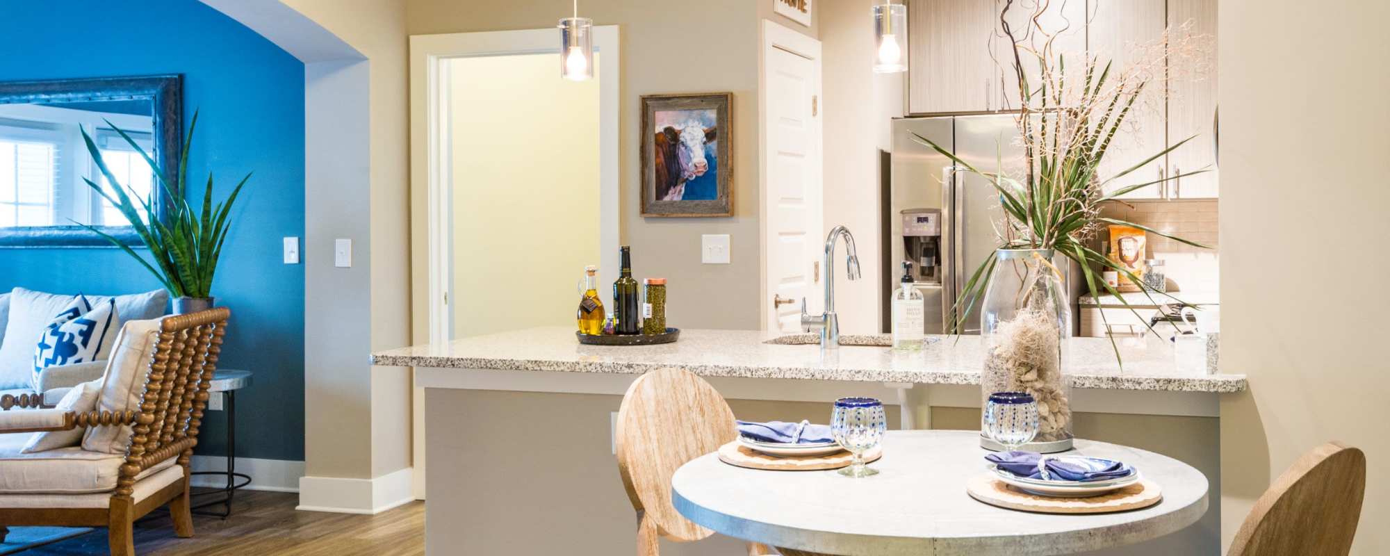 Kitchen counter and dinning space at The Heyward in Charleston, South Carolina