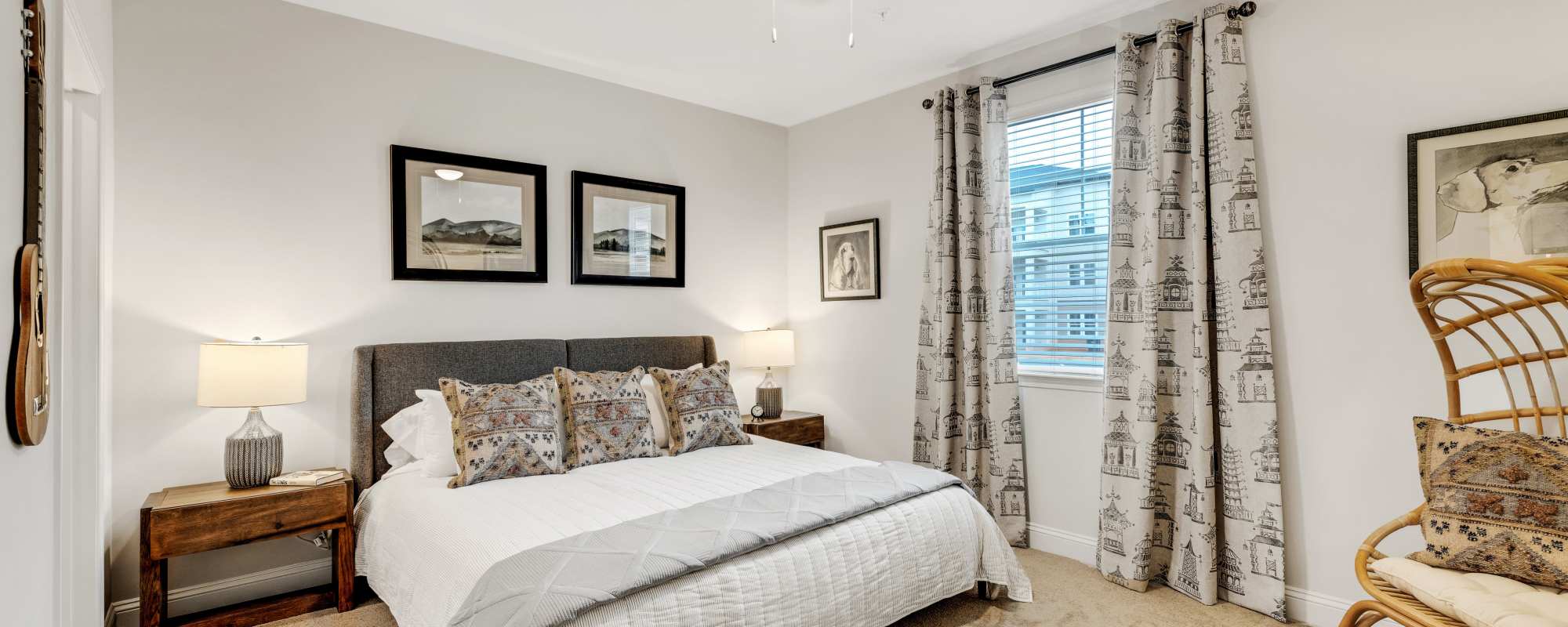 Bedroom in a model home at The Standard at Pinestone in Travelers Rest, South Carolina