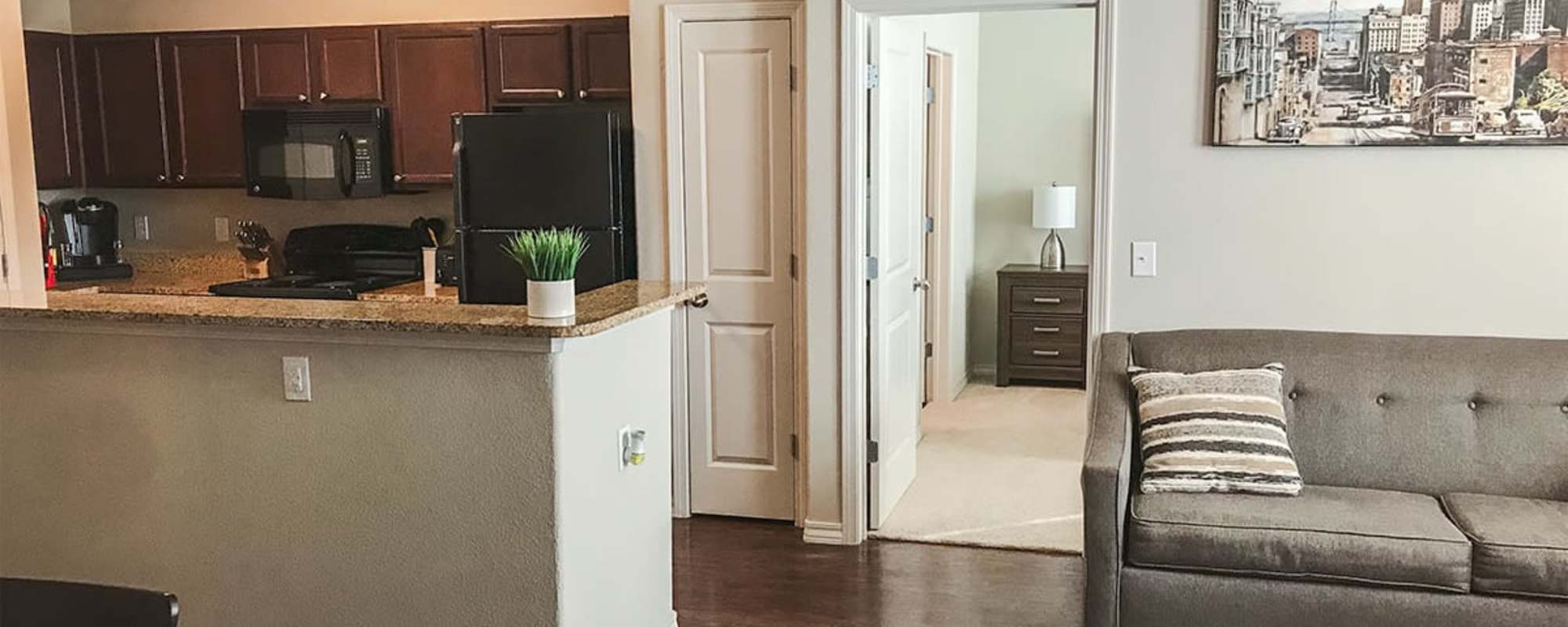 Well-equipped kitchen at Le Rivage in Bossier City, Louisiana