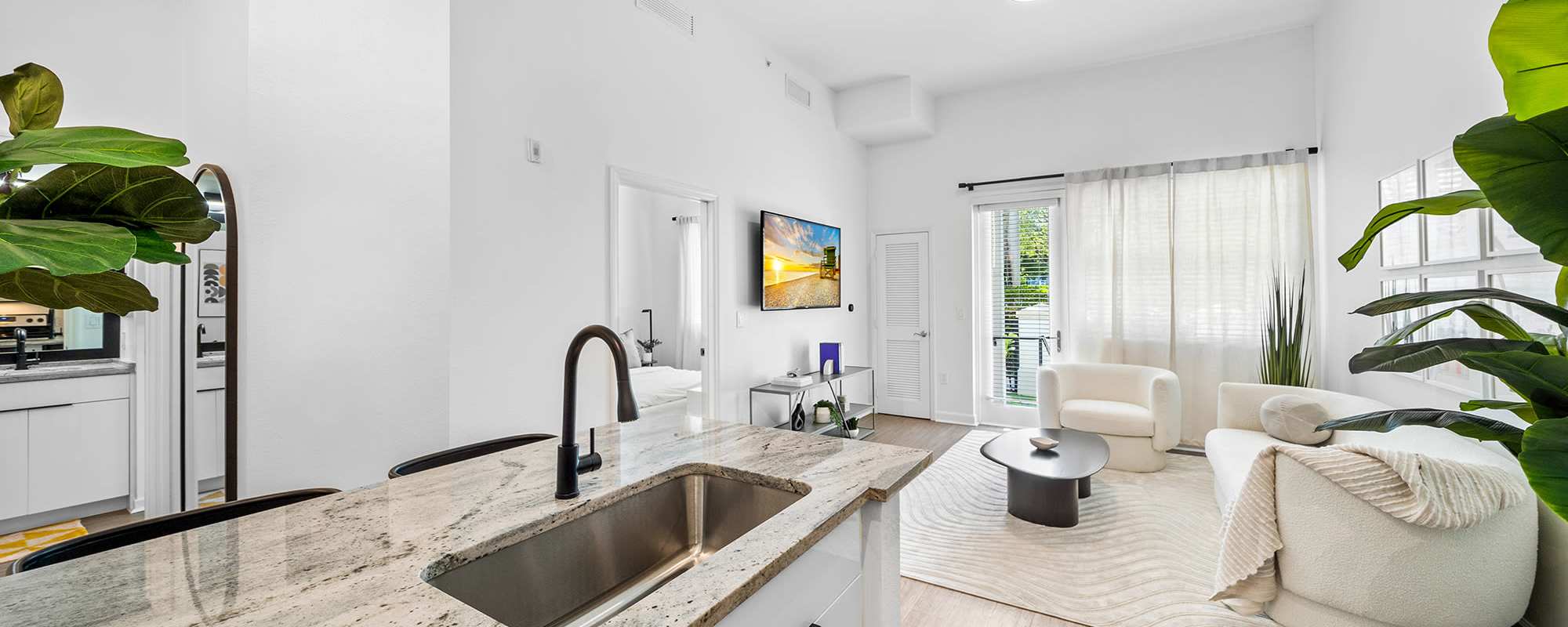 Kitchen with a deep bowl sink at Cordoba in Doral, Florida
