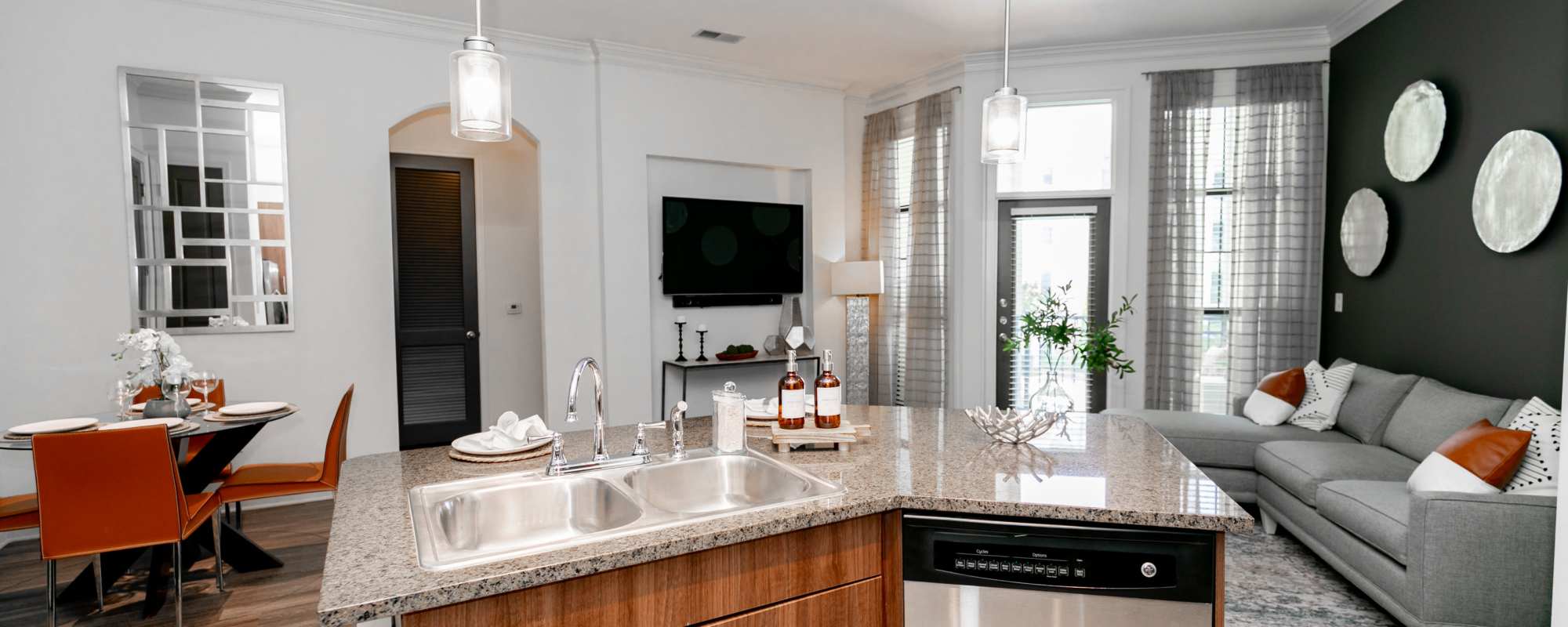Kitchen With Breakfast Bar at Brookleigh Flats in Brookhaven, Georgia
