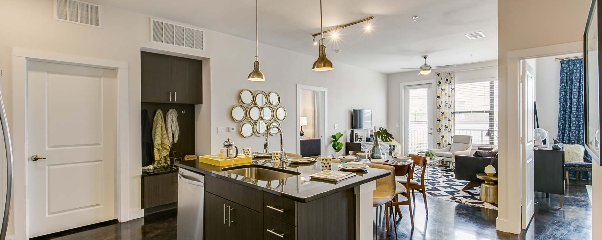 Beautiful image showing the premium interiors and appliances at Factory Design District in Dallas,Texas