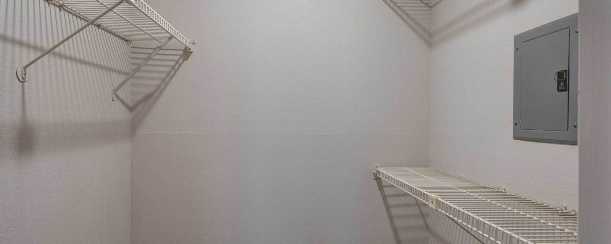 Walk-in closet at Meyerland Court in Houston, Texas