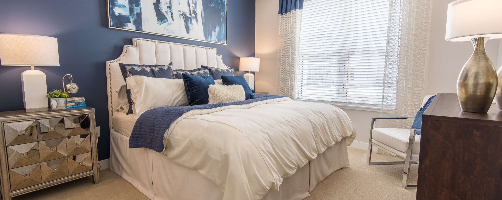 Cozy bedroom at Mayfair Reserve in Wauwatosa, Wisconsin