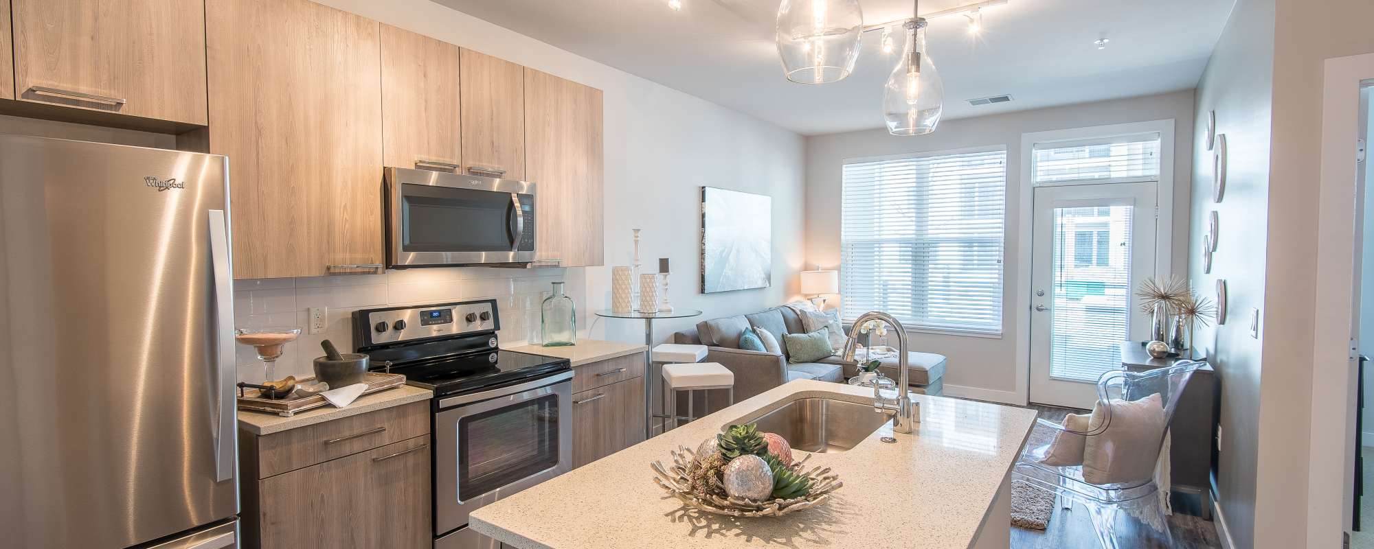 Modern kitchen with appliances at Mayfair Reserve in Wauwatosa, Wisconsin
