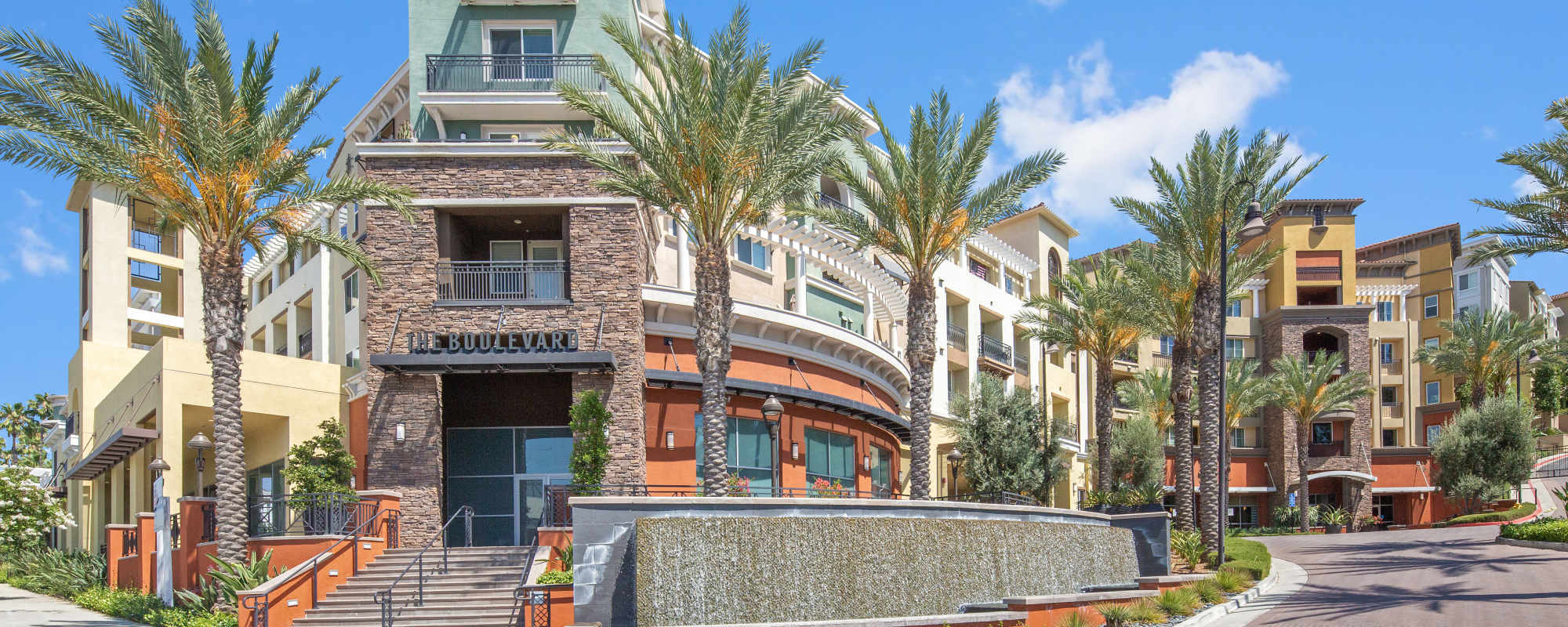 Community exterior building  at The Boulevard Apartment Homes in Woodland Hills, California