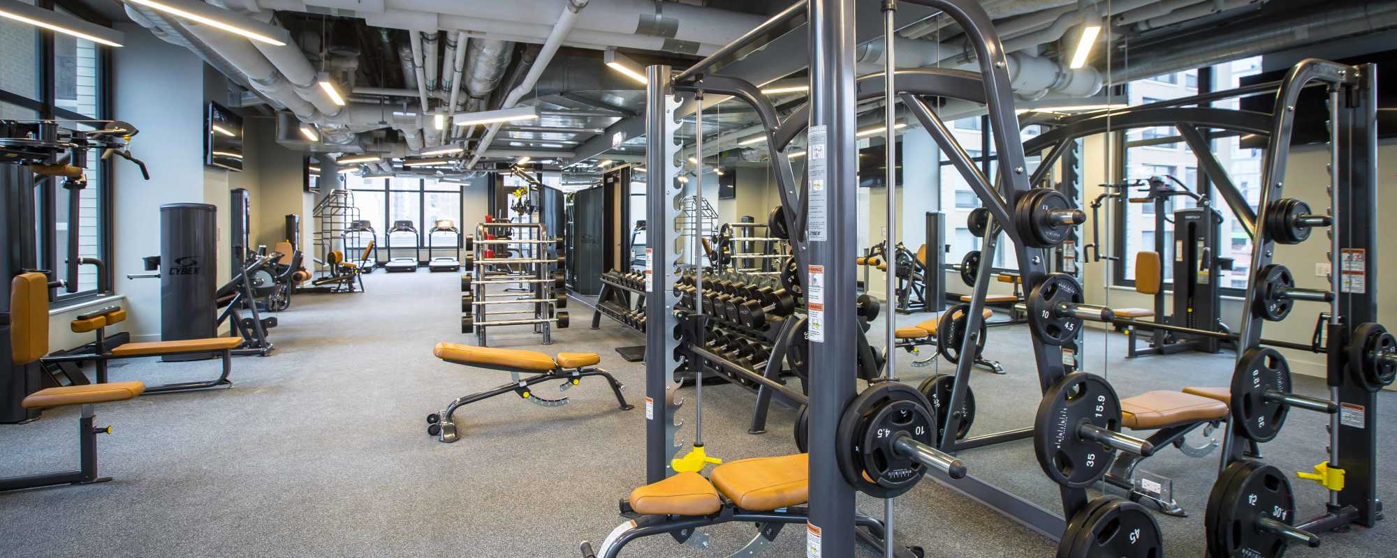 Fitness center at Exhibit On Superior in Chicago, Illinois
