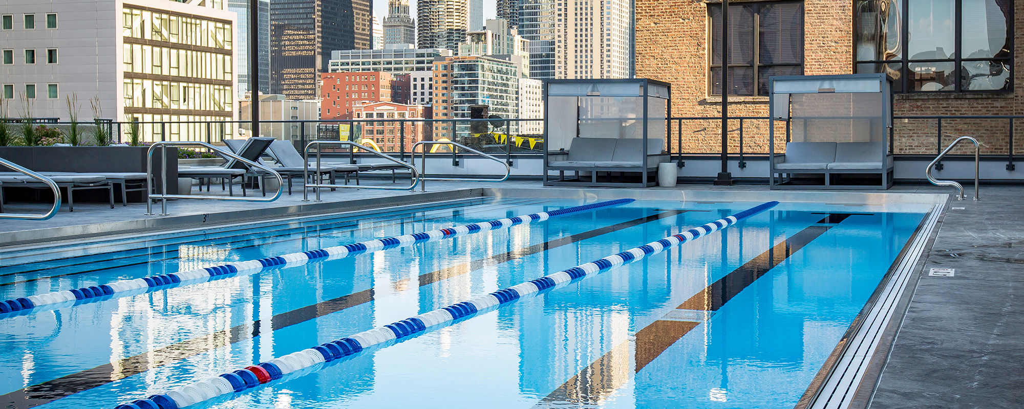 Outdoor lap pool at Exhibit On Superior in Chicago, Illinois