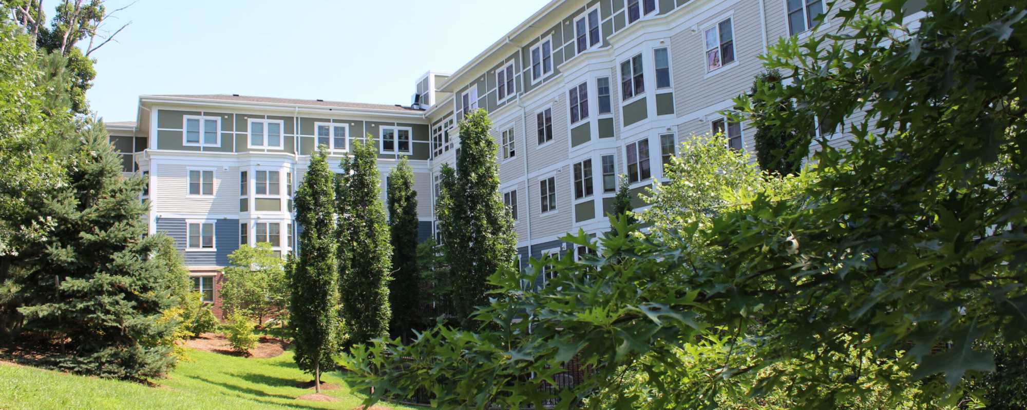 Building exterior at Hearth at Olmsted Green in Dorchester, Massachusetts