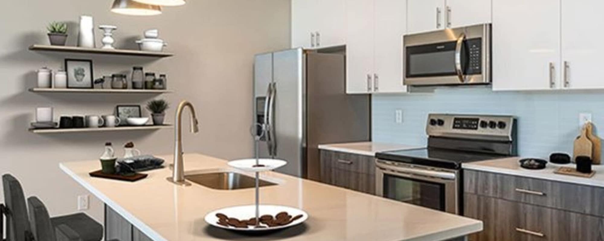 Modern kitchen at The Nathaniel in Rochester, New York