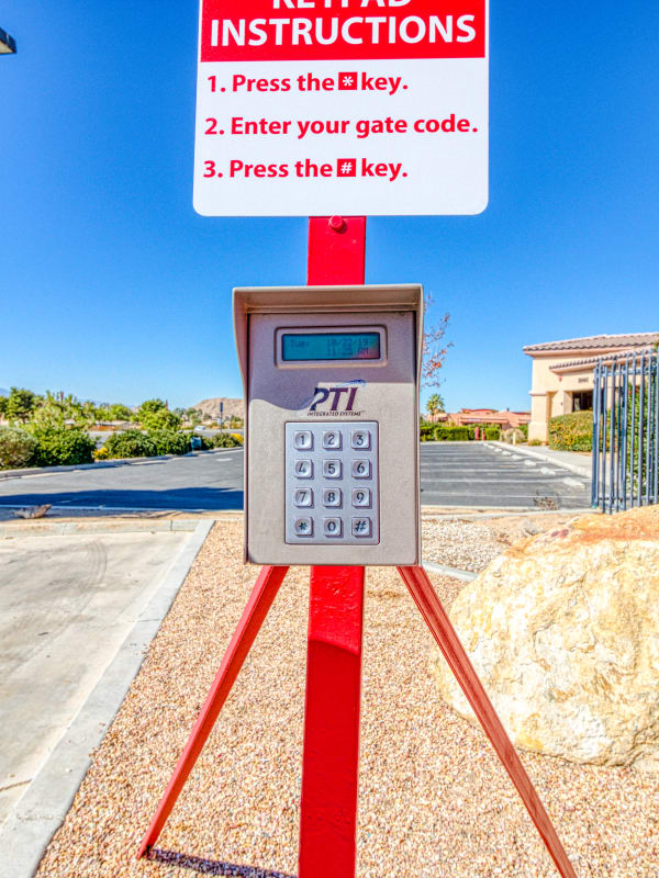 Keypad leading into climate-controlled storage in Apple Valley, California at Devon Self Storage